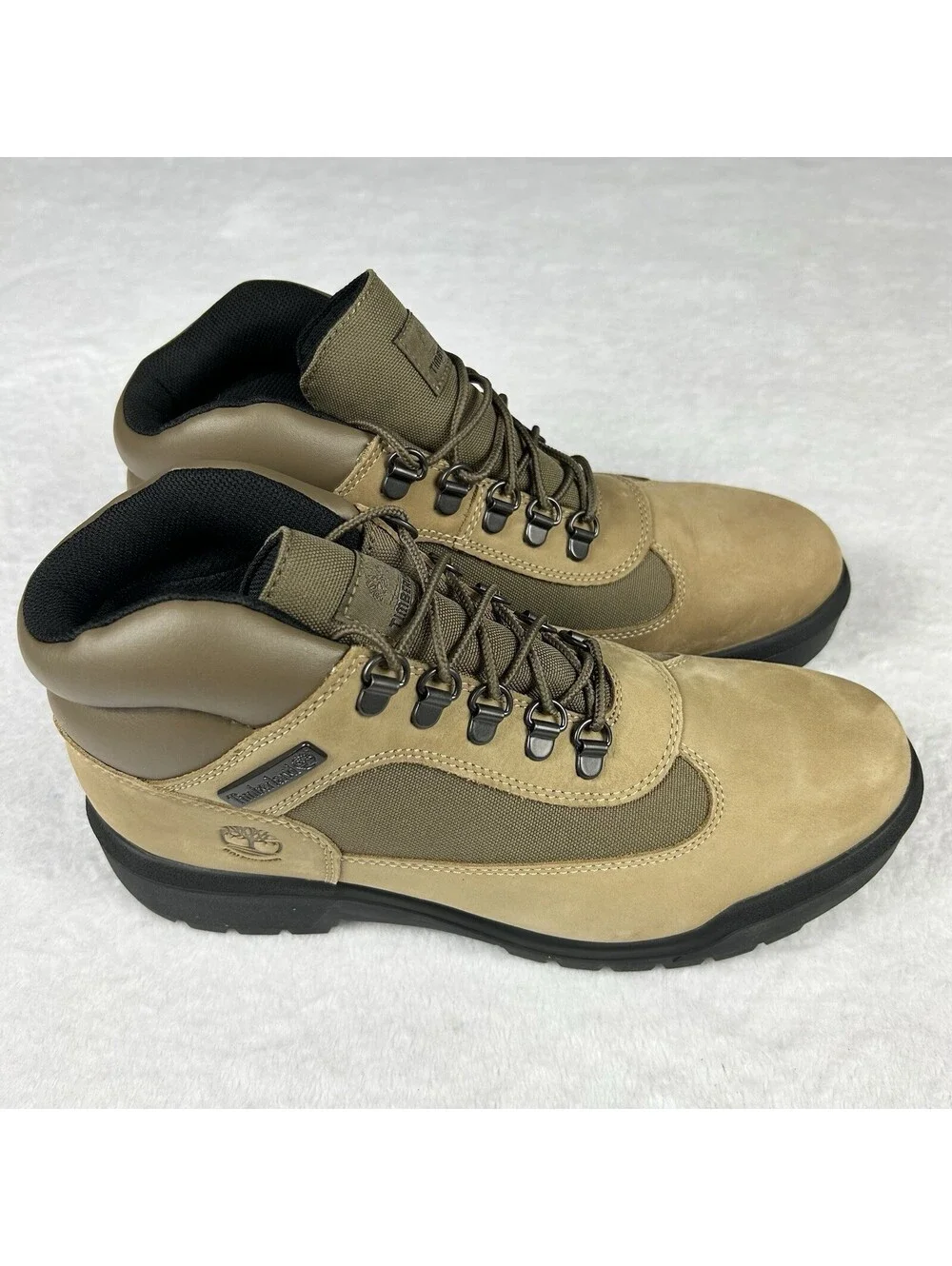 Timberland Field Boots WP Mid Lace Men’s Size 9.5 Beige Nubuck Hiking Boots New